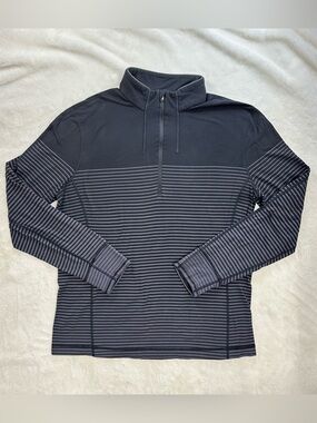 Lululemon Sweat Session 1/2 Zip Ombre Stripe Black Coal Size